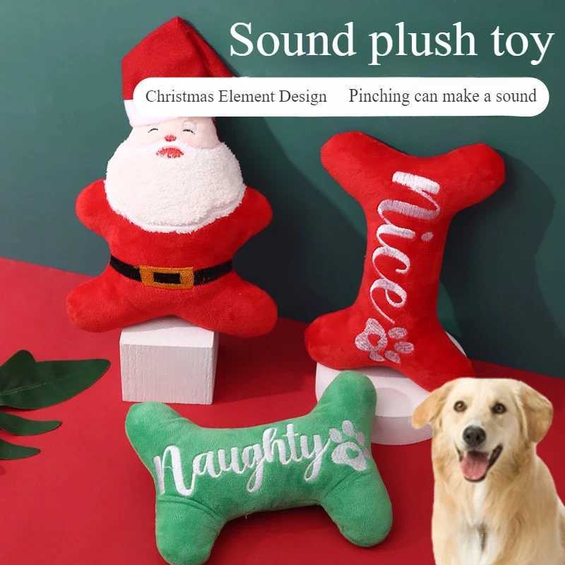 Pet Supplies Christmas Dog Plush Toy Voice Puppy Toy Santa Claus Bone Decoration Pet Supplies dog Toys for small dogs X250918