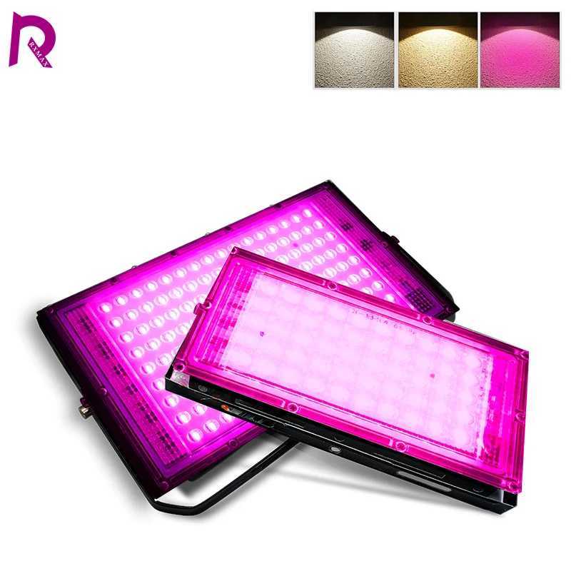 LED Grow Light Full Spectrum Phyto Lamp AC 220V 50W 100W Floodlight with Control Plug for Indoor Grow Tent Plants Growth Light C250919