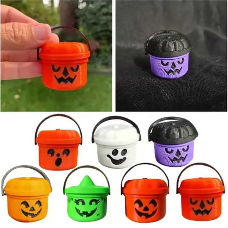 Mini Halloween Nostalgia Bucket Pumpkin Lantern Bucket Candy Jar Trick Or Treat Basket Halloween Small Candy Bucket C250919