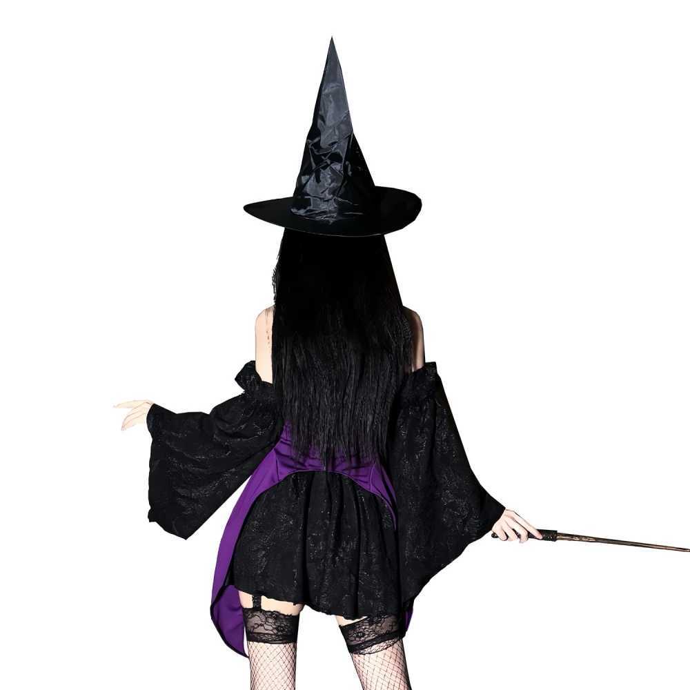 Halloween costume magic witch outfit dark gothic cross cosplay witch roleplaying dress L250918