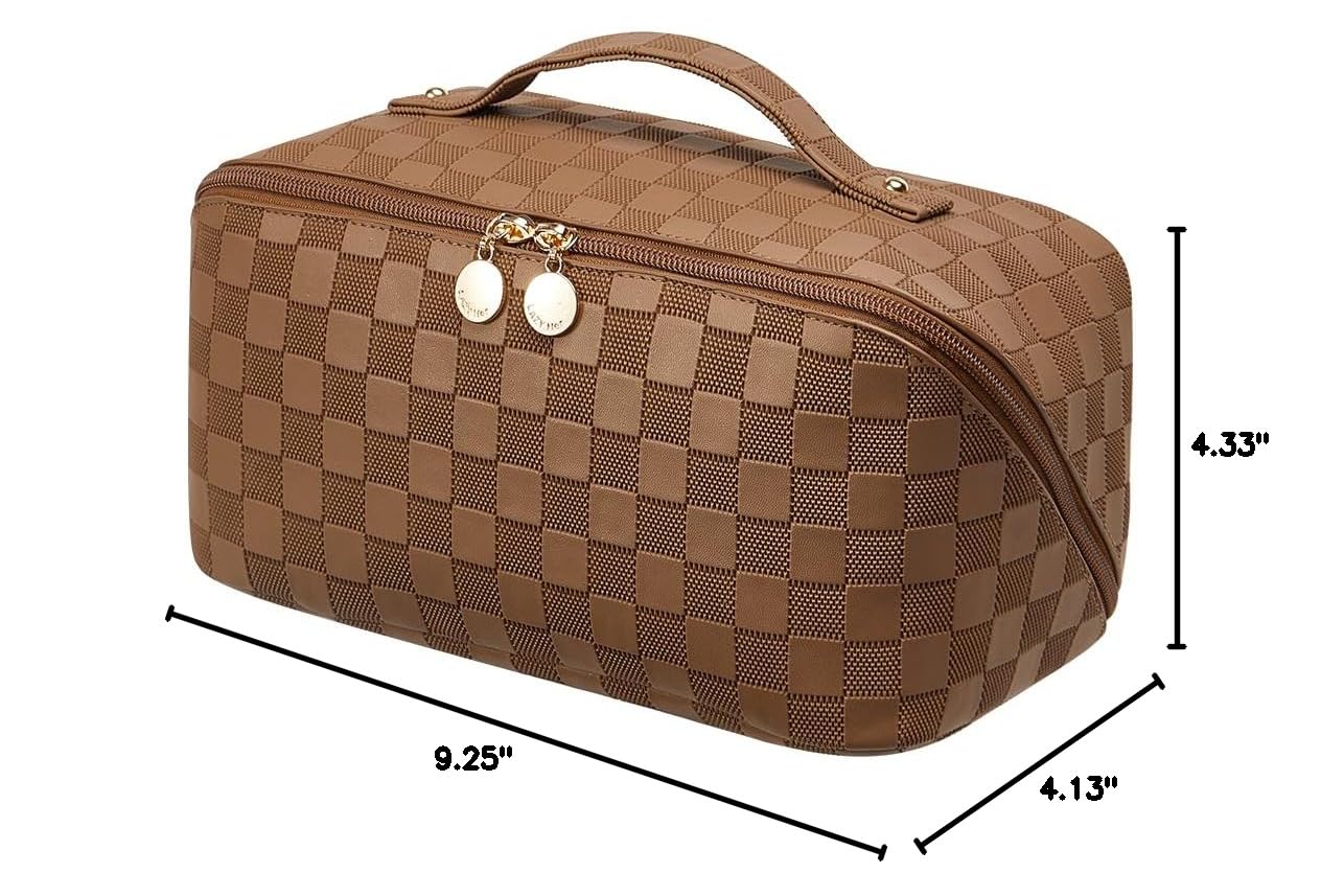 Flat Lay Makeup Organizer Bag Spacious Waterproof Stylish Printed Women Travel Toiletry Pouch