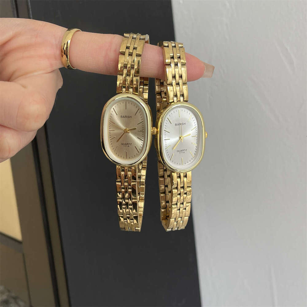 Designer gold Oval Steel Strap Simple Elegant High-Value Light Luxury Women's Watch