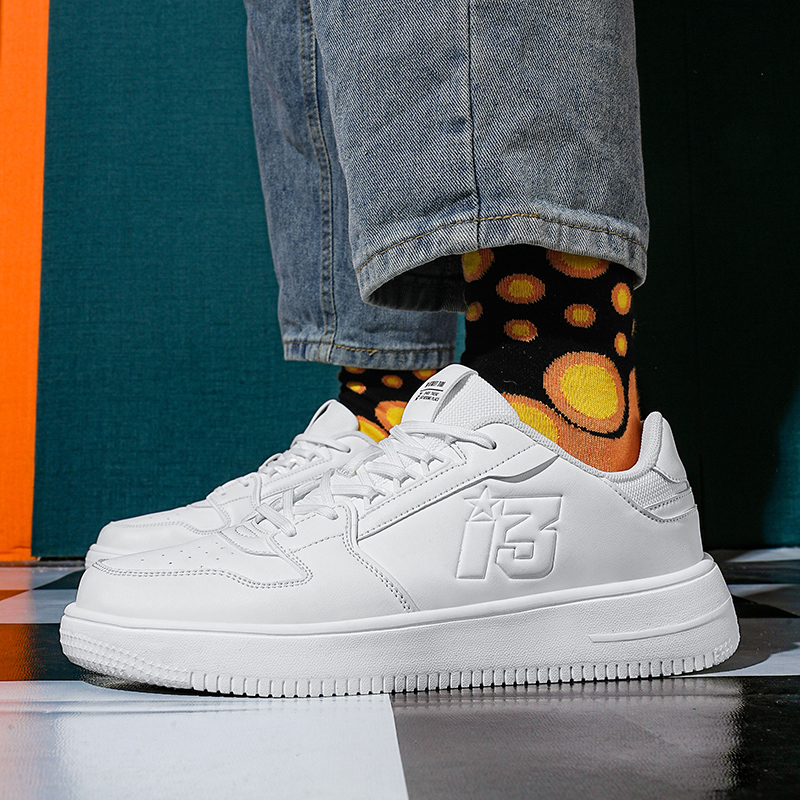 New four seasons new genuine leather casual breathable men's white shoes all-match popular couple sports shoes