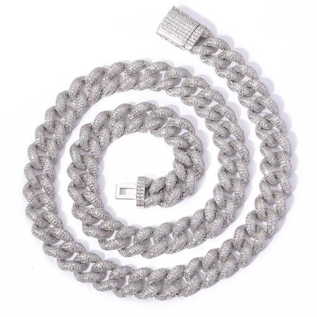 Wholesale Hip Hop Jewelry White Gold Plated Iced Out Cz Diamond Cuban Chain Gold Chunky Cuban Link Chain Necklace