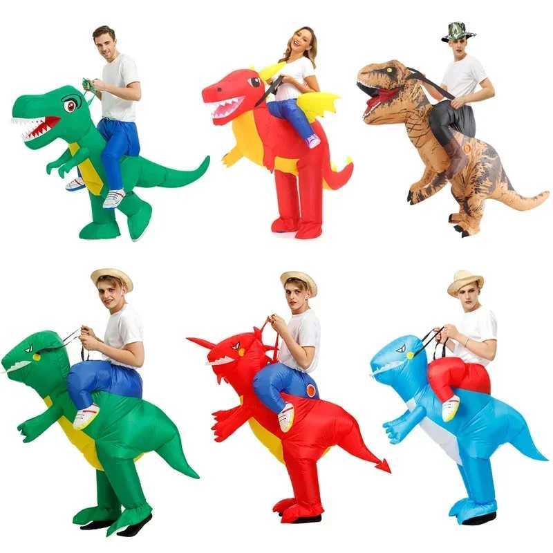 Halloween Trex dinosaur inflatable costume funny cool dress suits for adult kids Purim animal cosplay costume for men women L250918