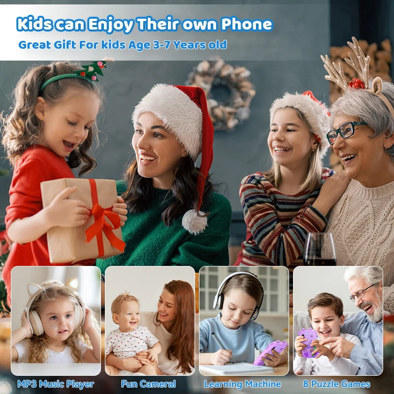 Kids Smart Phone Toys for Girls Christmas Gifts Touchscreen Toddler Learning Cell Toy Phone with Dual Camera Game Music Player250918ww