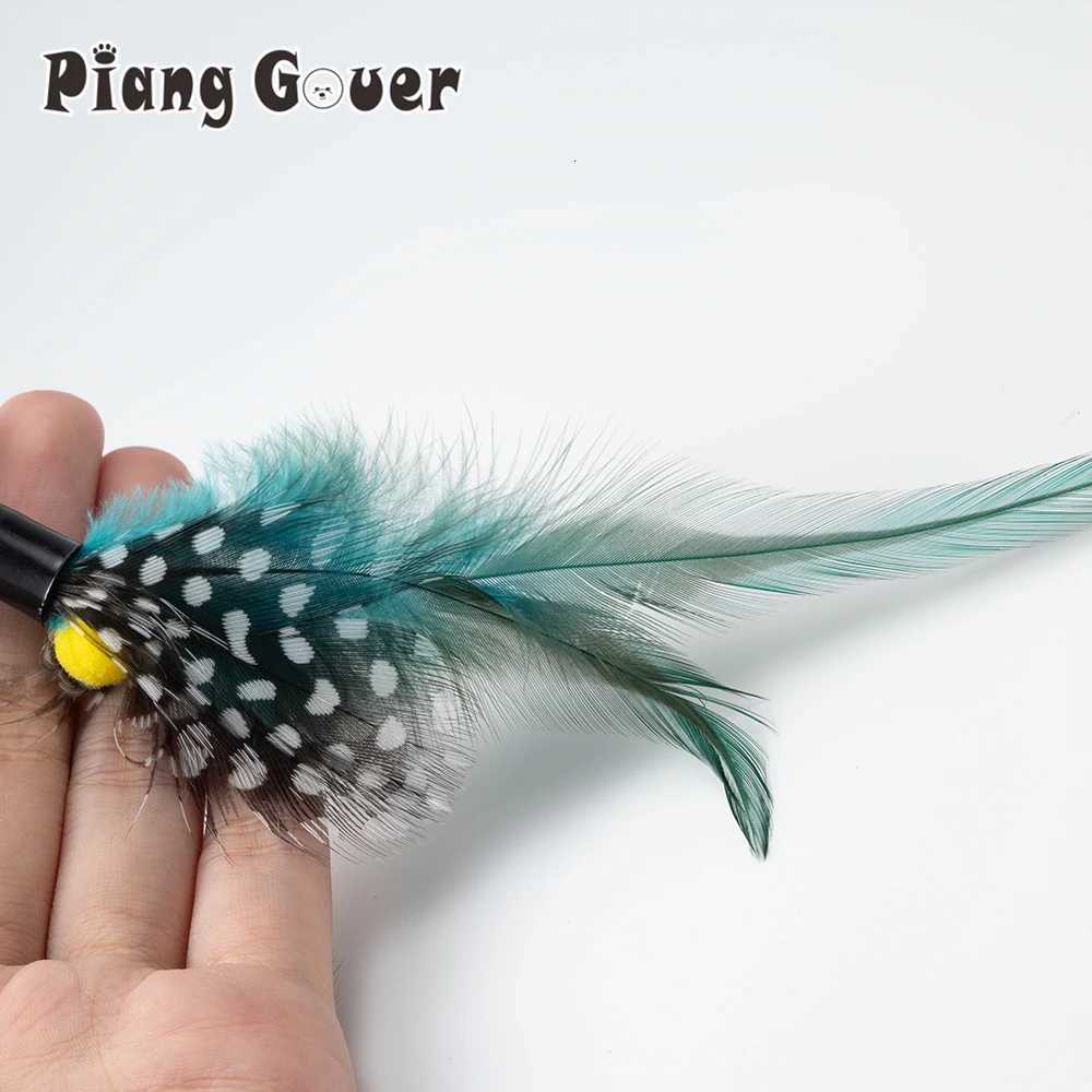 5pcs Random Mix Dot Feather Replacement Head Cat Teaser Stick Pet Cat Toy X250918