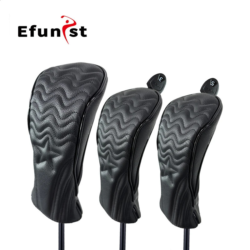 Golf Wood Cover 2 Color PU Leather Golf Club Covers For Driver Fairway Hybrid Waterproof Protector Set Golf Headcover 250918