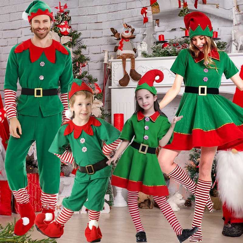 Family Christmas Cosplay Costumes Santa Claus Outfit for Adult Boys Girls Carnival Party Green Elf Kids Santa Claus Dress Up L250918