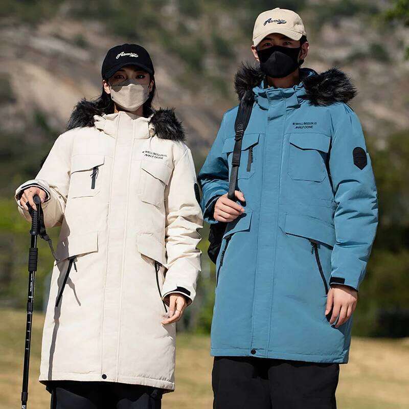 Autumn Winter of 2024,men's Medium Length Over Knee Down Jacket Plus-size Tooling Overcome Warm Cold Large Fur Collar Youth Coat