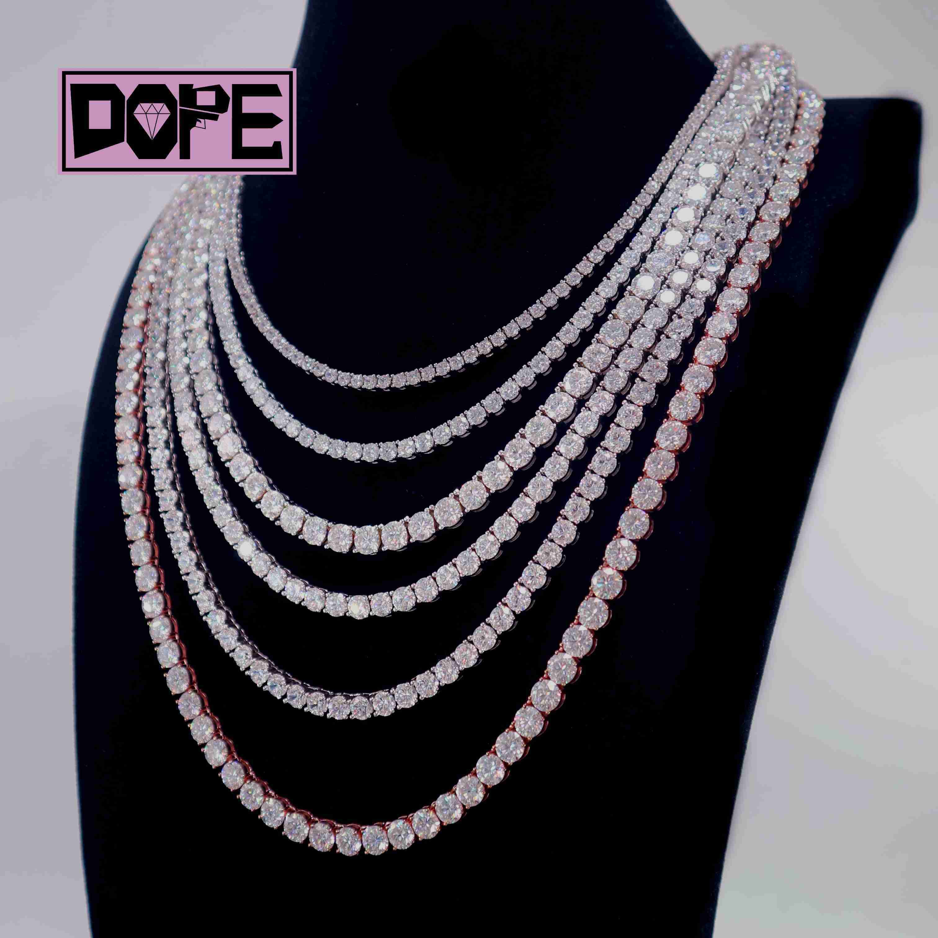 3mm 4mm 5mm New Arrival 925 Silver Tennis Chain VVS Iced Out Necklace Women Mens Moissanite Tennis Chain