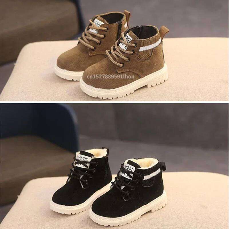 2 Style Inside Material Plush Kids Winter Cotton Fabric Spring Autumn Children Shoes Baby Toddler Boys Girls Boots