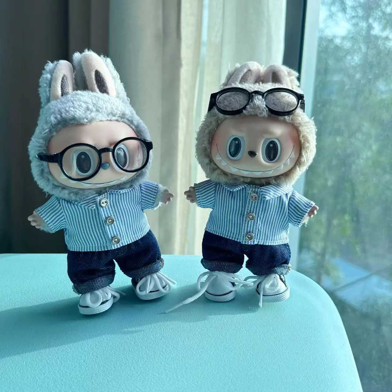 Clothes For Labubu 17cm Dolls I II Idol The Monster Outfit Accessories Sitting Party Gifts Cool Boy Shirt Jeans Hat Set EF16B C250919