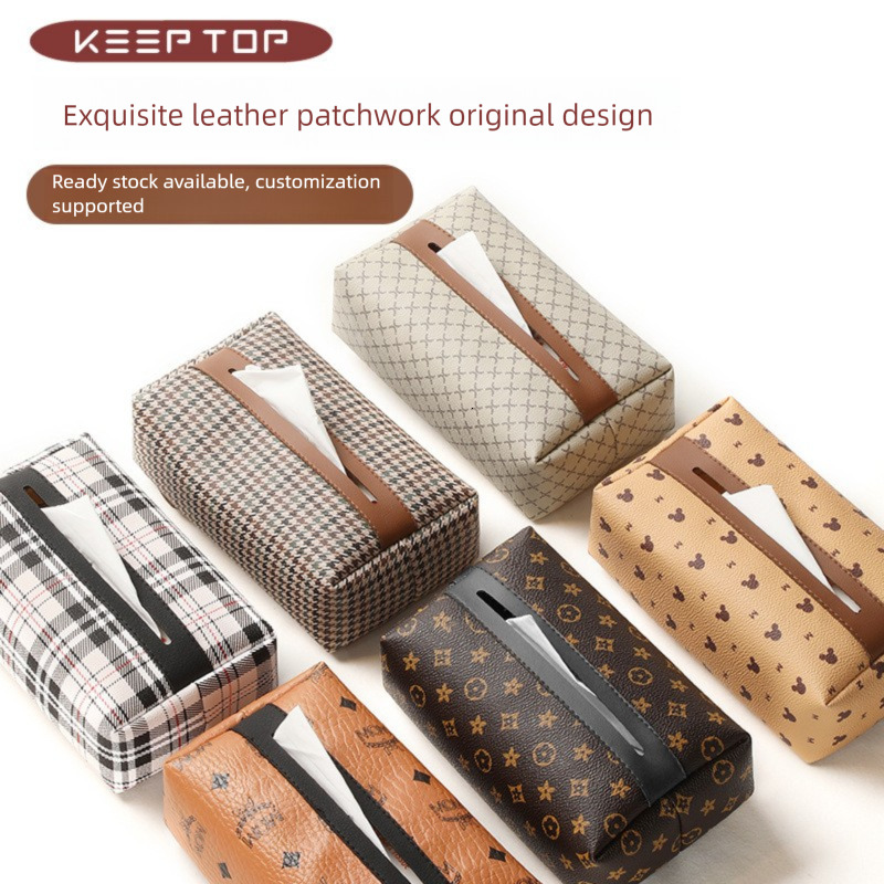 Designer Retro Furniture Tissue Box PU Napkin Holder Desktop Bedroom Coffee Table Paper Drawer Leather Car Universal Organizer Classic Letter ddmythur