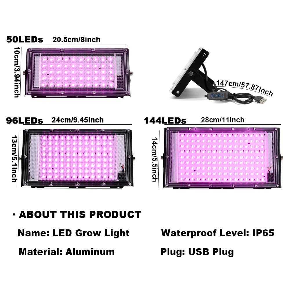 Full Spectrum LED Grow Light PhytoLamp For Plants Tent Flower Seeding USB 5V Switch Dimming Range Lamp Floodlight Grow Phyto Box C2509191