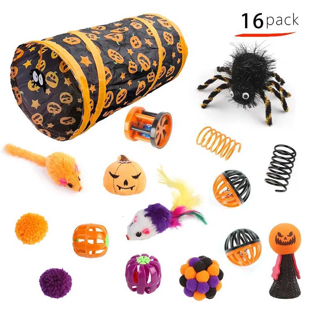 Halloween Toys Variety Pet Cat Toys Interactive Combination Set Kitten Toy Funny Cat Stick Sisal Mouse Bell X250918