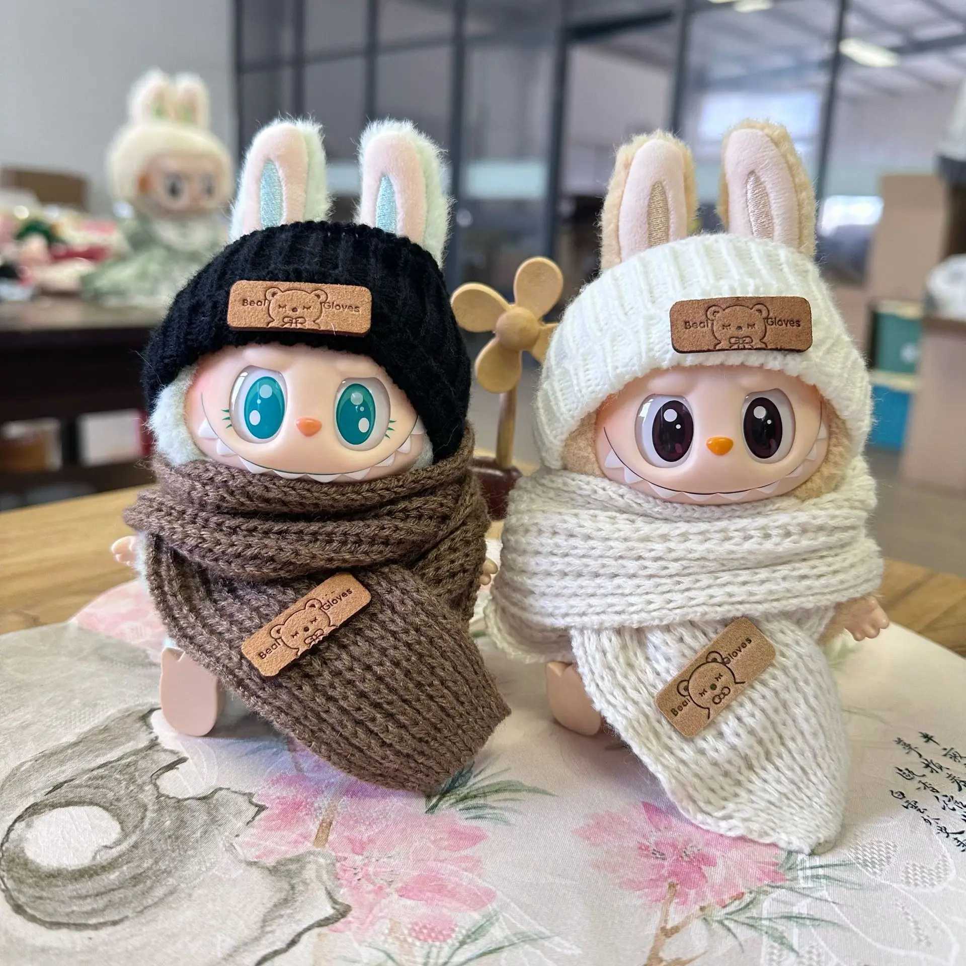 17cm Plush Dolls Clothes The Monster Labubu Outfit Accessories Clothing DIY Kids Gift Little Bear Scarf Hat Winter Wear C250919
