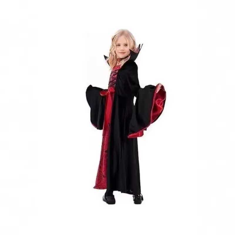 Halloween Vampire Queen Girl Cosplay Costume Witch Show Children Kids Dress Masquerade Role Play Suit L250918