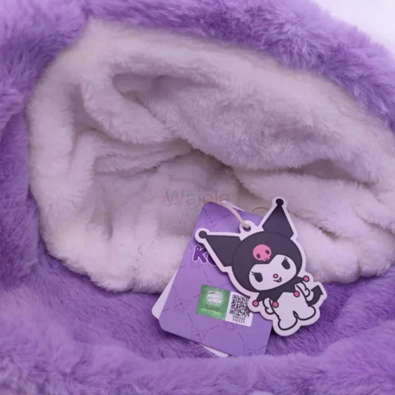 Sanrio Kuromi My Melody Plush Windproof Hood Winter Kawaii Keep Warm Tab Lei Feng Cap Comfortable Hat Fashion Girlfriend Gift L250919