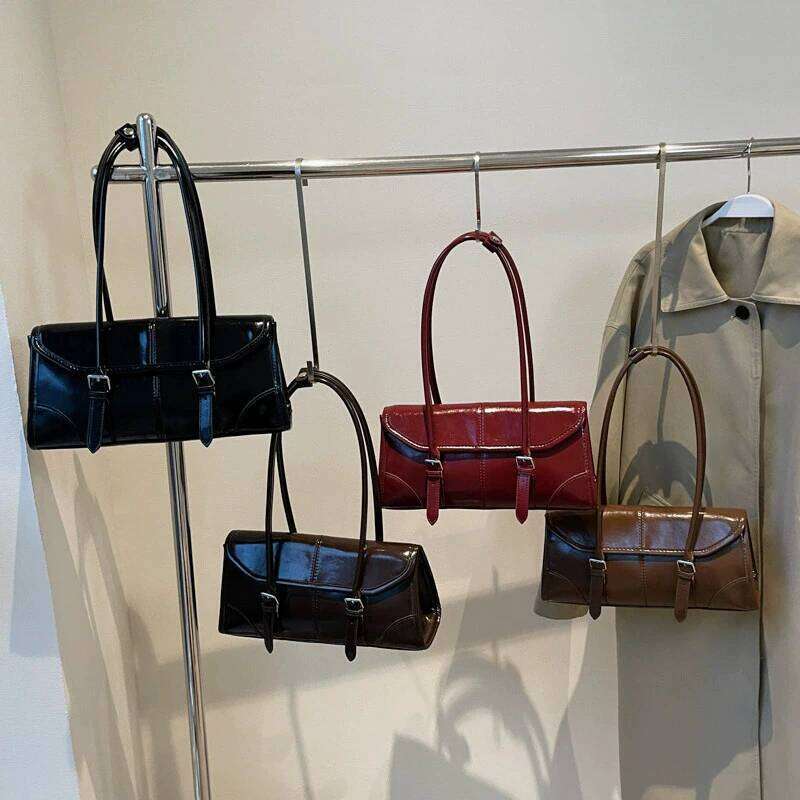 Elegant High End Bury Oil Wax PU Leather Underarm Bag With Magnetic Buckle Versatile Women's Shoulder Tote For Commuter