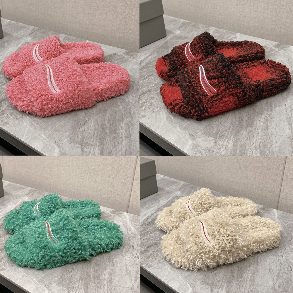 Women Fur Slides Furry Slippers Designer Mules Fall Winter Homewear Slide Men Footwear Paris Luxury Comfortable Fuzzy Flip Flop Fluffy Wool Size 35-45