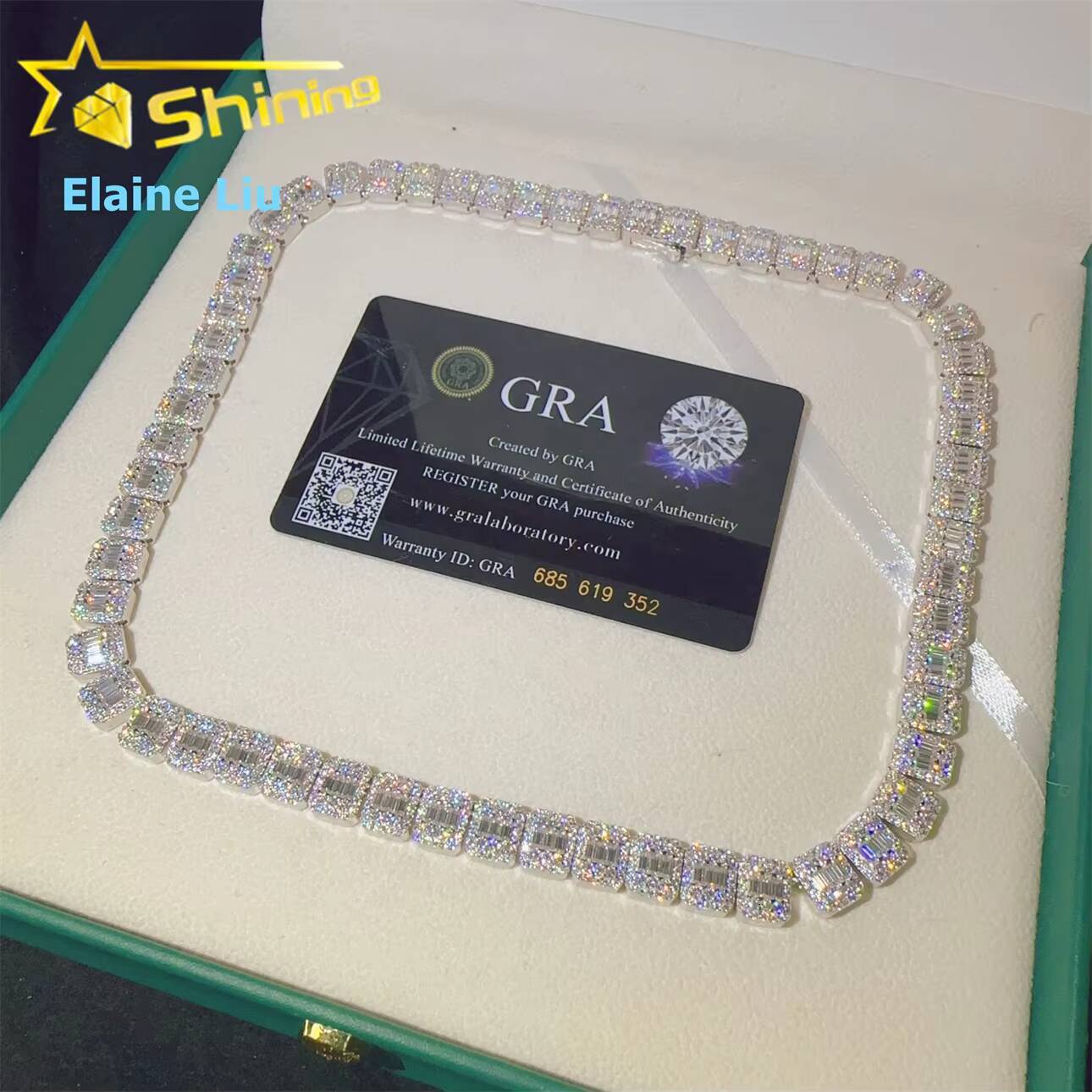 8mm Iced Out VVS Moissanite Diamond Sterling Silver 925 Miami Cuban Link Chain Necklace Moissanite Hip Hop Jewelry