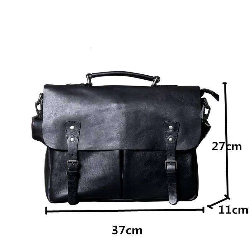 2024 Genuine Leather Casual Men's Briefcase Laptop Handbag Manual Men Shoulder Diagonal Computer Bag Tide Cross Section Business