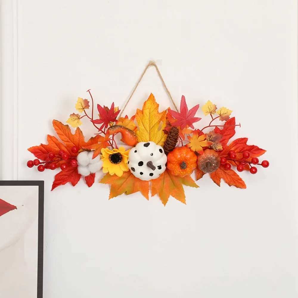 Artificial Halloween Maple Leaf Pumpkin Pendant Durable Festive Atmosphere Wall Hanging Props Reusable C250919