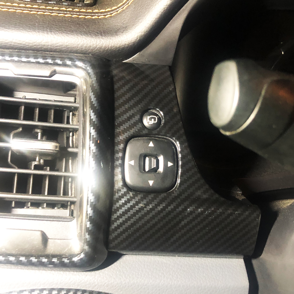 2pcs Carbon Fiber Color Rearview Mirror Adjustment Button Dashboard Cover Trim for Ford Ranger 2015-2021
