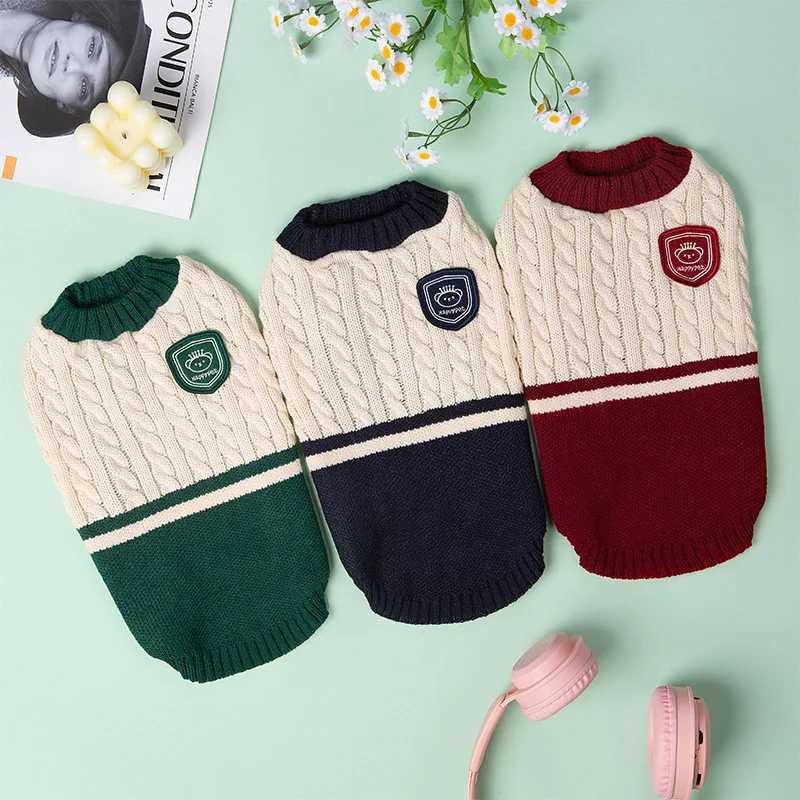 Dog Cat Sweater College Style Winter Pet Clothes for Small Medium Dogs Puppy Knitted Vest Bulldog Teddy Chihuahua Warm Sweater S25911