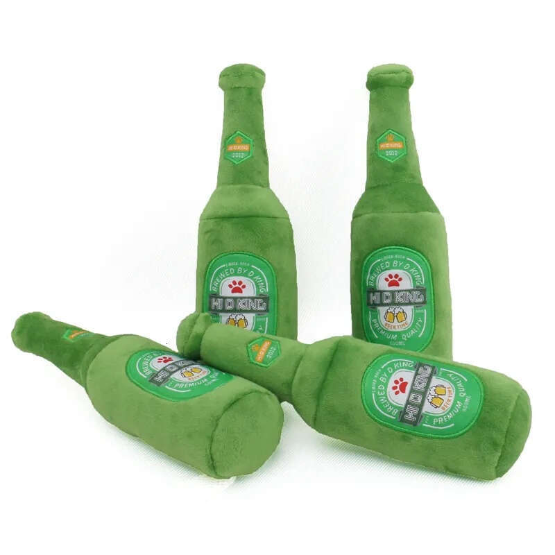 2025 new Squeaky Wine Bottle Dog Toy Plush Puppy Teething Funny Cool Stuffed Dogs Toys