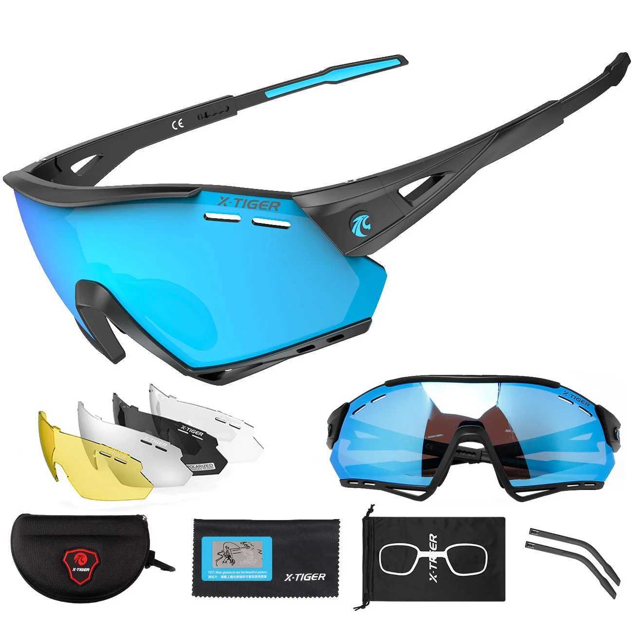 XTIGER New Cycling Glasses MTB Bike Protection Eyewear Running Fishing Sports Men Women 5 Lens Polarized Bicycle Sunglasses J250919