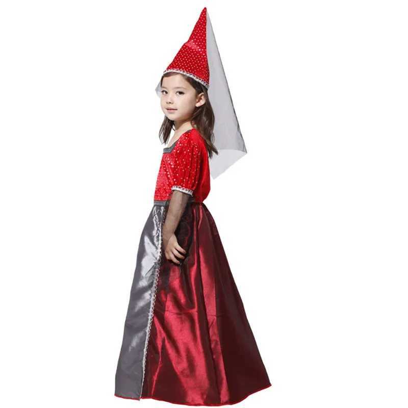 Red MXL Kids Girls Witch Cosplay Childrens Halloween Magician Sorceress Costumes Carnival Purim Parade Stage Performance Dress L250918