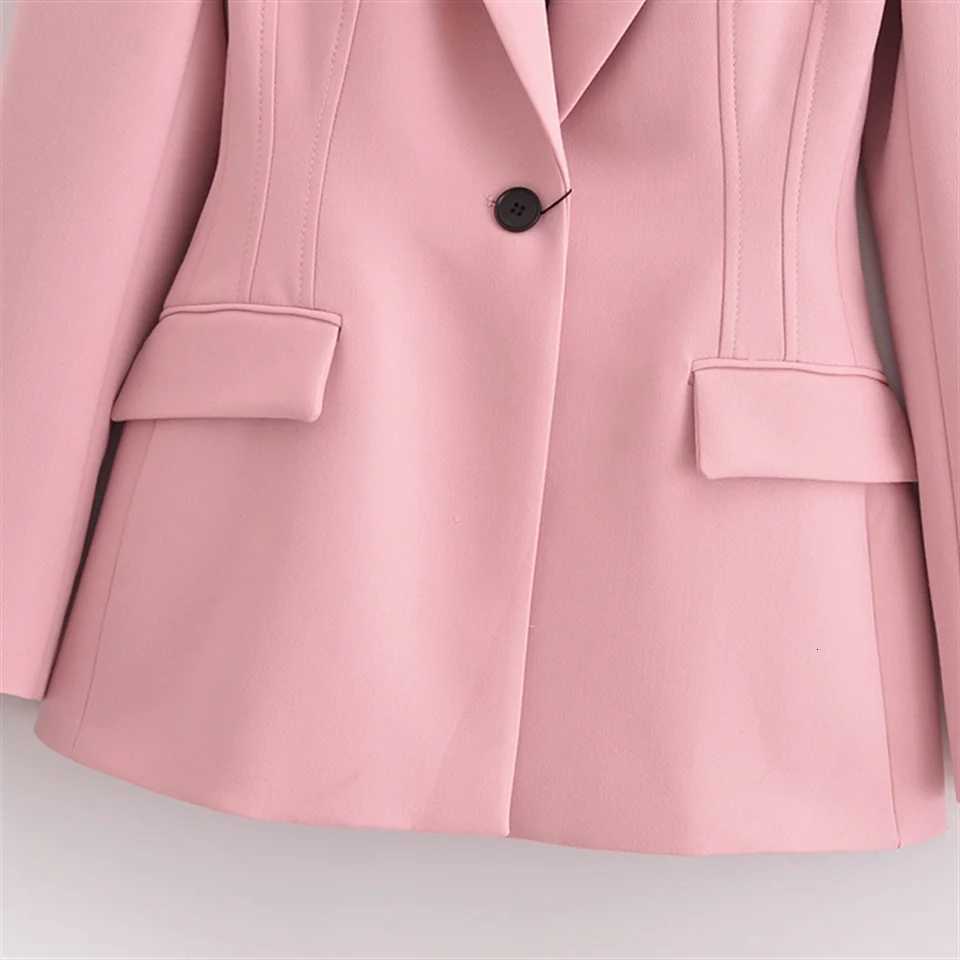 TRAF Autumn New Product Womens Fashion Casual Solid Color Slimming Collar Pocket Decoration Long Sleeve Suit Coat Z250918
