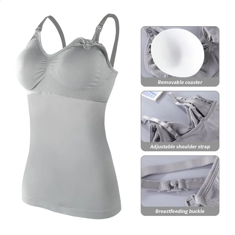 Summer Solid Clolor Sleeveless Nursing Clothes Women Pregnant Tank Top Plus Size Maternity Clothing Breastfeeding Vest 250918