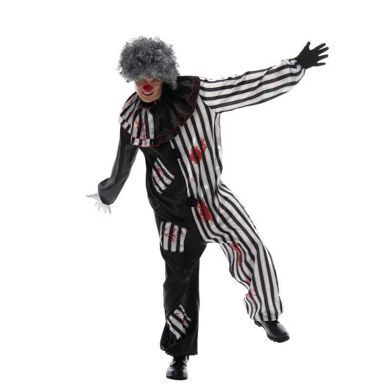 2025ay Halloween Costume Vintage Mens Bloody Killer Clown Carnival Easter Purim Fancy Dress L250918