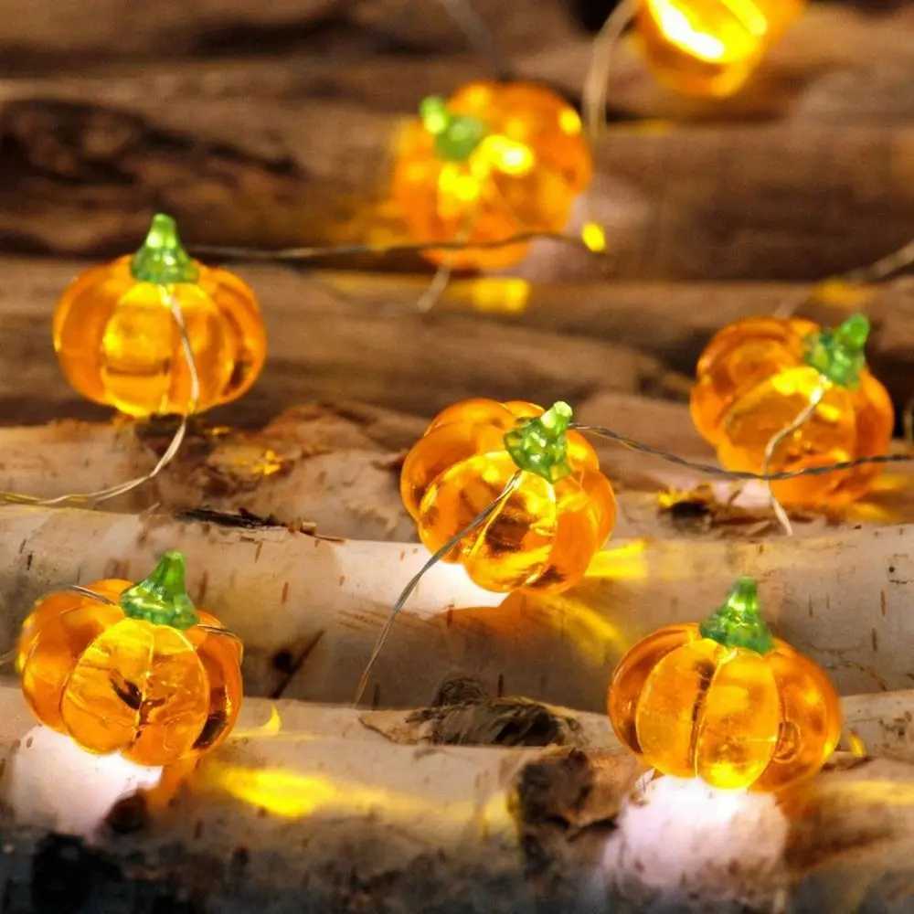 Portable LED Pumpkin Lantern String 3D Glowing Pumpkin Light Hanging Halloween LED String Light Bar C250919