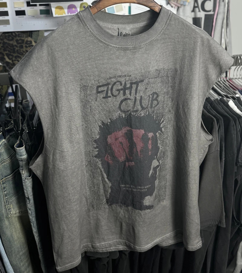 Washed FIGHT CLUB Tank Tops Vest Men Women Summer High Quality SAINT Oversized Sleeveless Tshirt250919