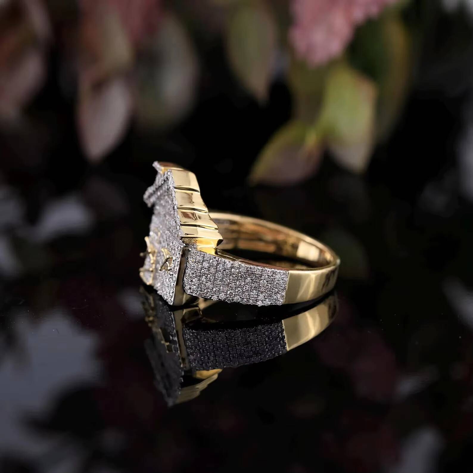 Trendy Design Round Brilliant Cut Moissanite Diamond Home Design Customized Hip Hop Style Iced Out Ring For Party from India