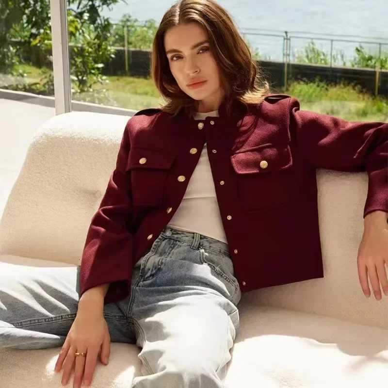 Womens Retro Casual Jacket Fall Fashion Button Pocket Solid Slim Coat Streetwear Female Office Lady Warm Jacket Outfits Z250918