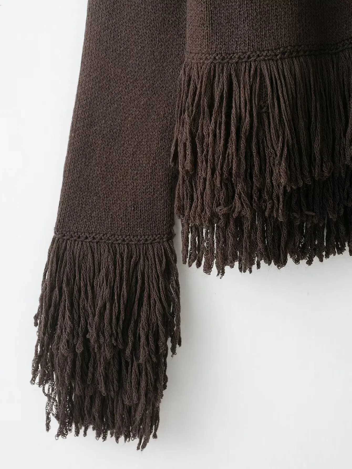 2025 Vintage Womens FringeDetailed LongSleeve Jacket Stylish RoundNeck SingleButton Jacket Womens Party Fashion Jacket Z250918