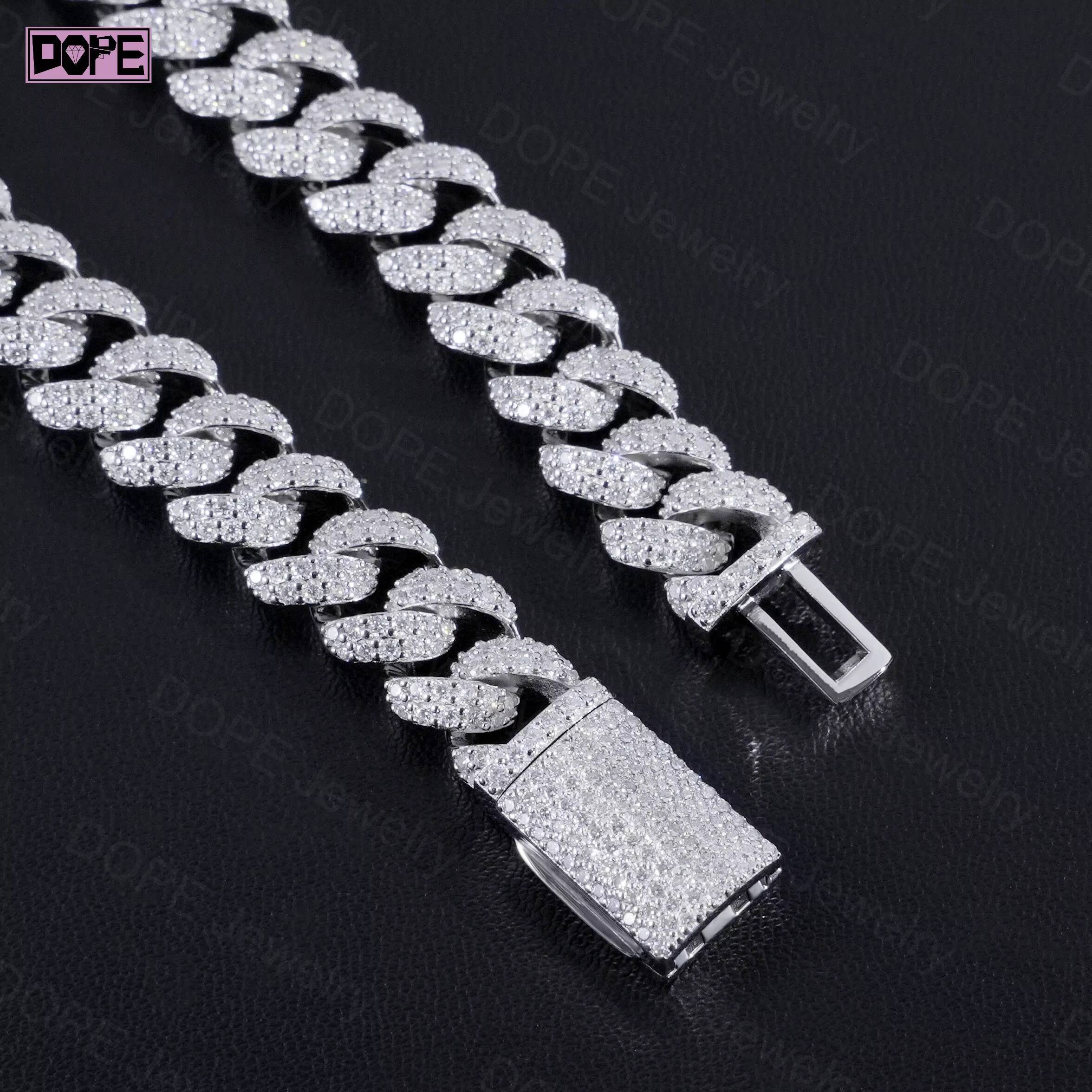 Popular 8mm Cuban Link Chain 925 Silver Iced Out Hiphop Men Necklace Customized Trend Moissanite Cuban Chain
