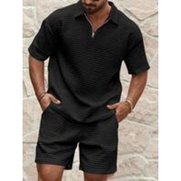 Solid Color Short Sleeve Tee & Loose Casual Fashion Cozy Breathable Two-piece Outfits Summer, Clothes for Daily Wear, Clothing, Shortsleeve Menswear, 