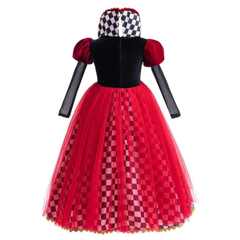 Girls Halloween Party Cosplay Red Queen Gown Clothes Kids Witch Long Sleeves Carnival Outfits Children Masquerade Fancy Costumes L250918