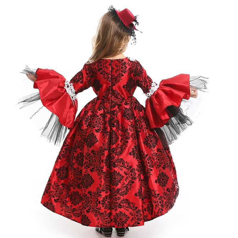 XSL Kids Children Halloween Vampire Costumes Girls Princess Young Lady Cosplay Carnival Purim Masquerade Role Play Party Dress L250918