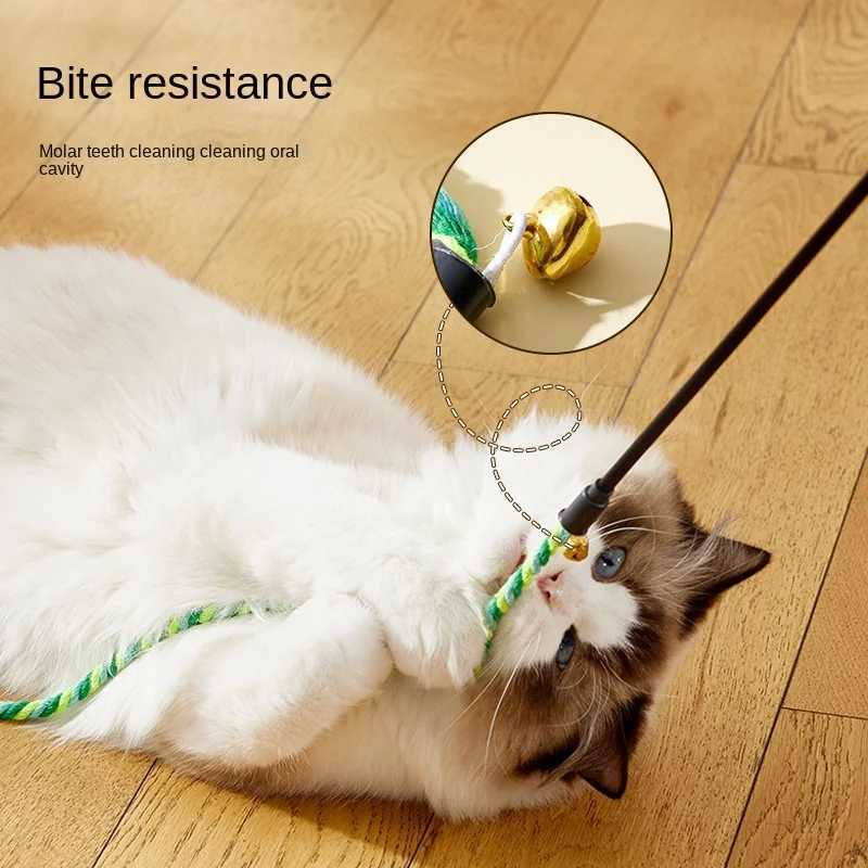 Simulation Feather Interactive Cat Toy Satin Ribbon Bell Cat Stick Toys Kitten Playing Teaser Wand Toy Cat Supplies Accessories X250918