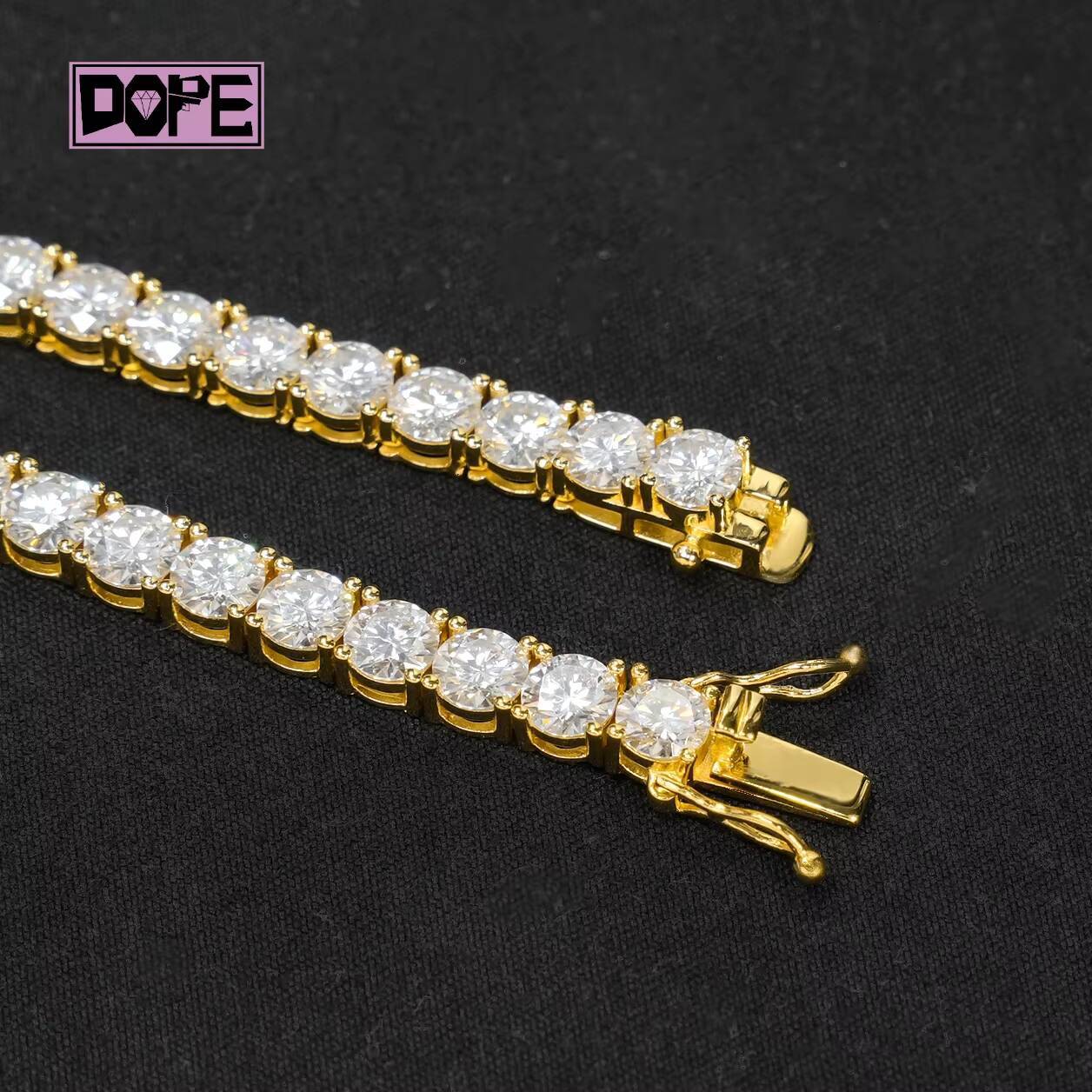 Fine Jewelry 6mm Tennis Chain Necklace 925 Silver 18k Gold Plated Iced Out VVS Diamond Moissanite Tennis Chain