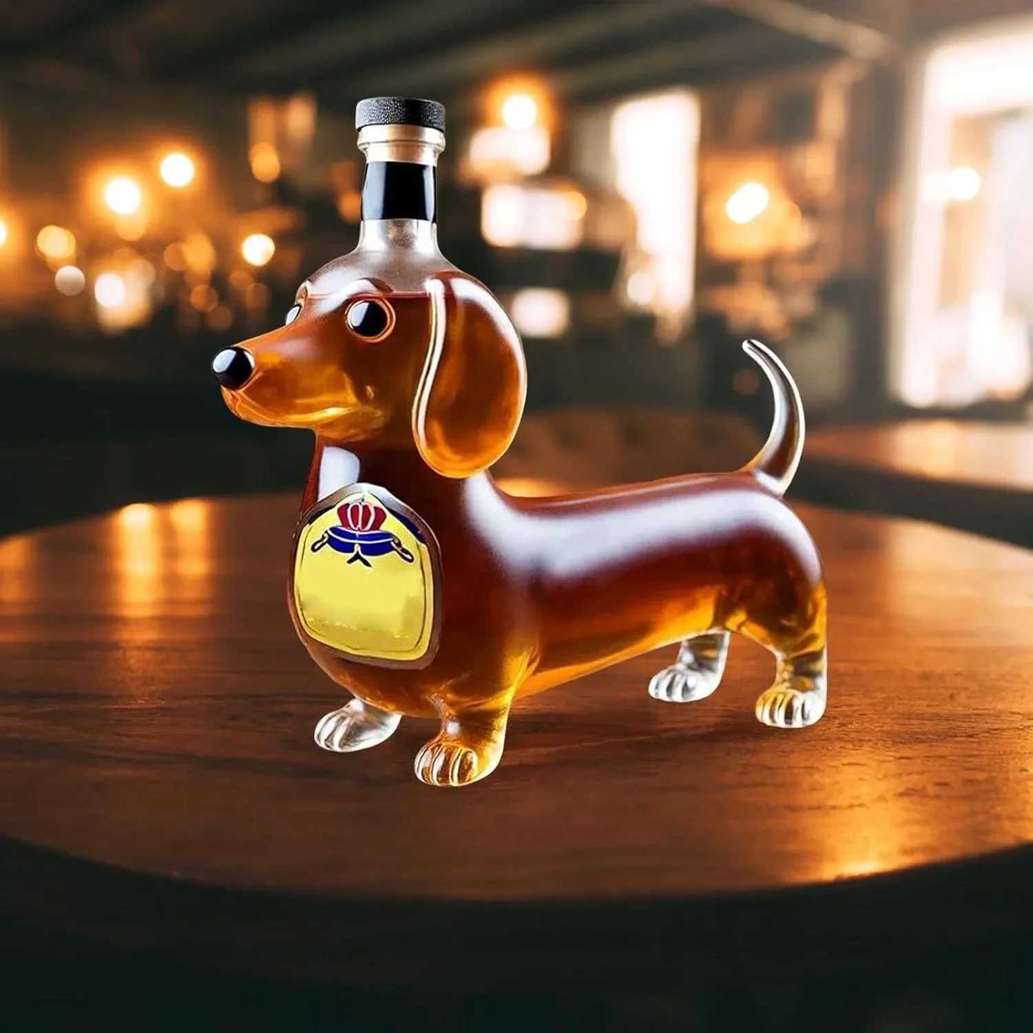 Dachshund 3D Whiskey Decanter sculpted glass wiener dog bar office decor Z250919