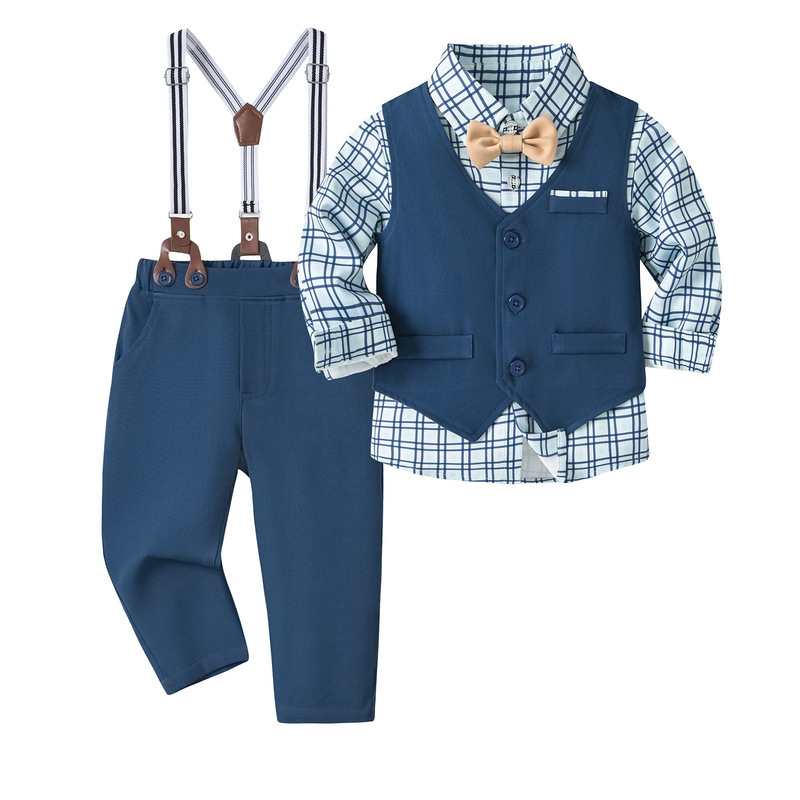 New Spring & Autumn Boys' Formal Outfit Shirt Vest & Pants Set Toddler Baby Suit for Kids Free Shipping for Wedding Party stripe 2025s
