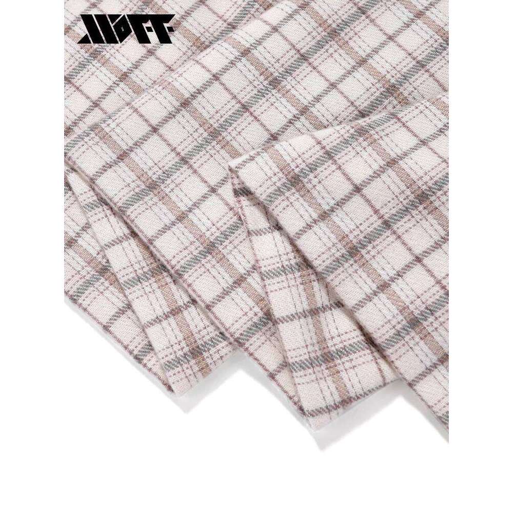 XXOFF Artistic Fresh Apricot Brown Plaid Reversible Tassel Scarf Unisex